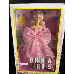 Birthday Wishes‎ Barbie Signature Doll Blonde Hair Pink Dress NIB